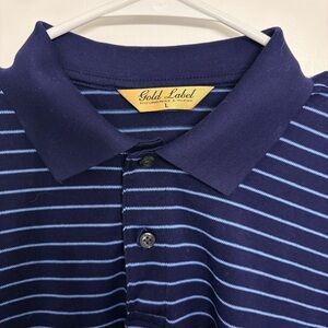 Roundtree Yorkshire Gold Label Men’s L Blue Striped Short Sleeve Polo Shirt